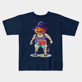 Zombie Hat Pumpkin Halloween Party Gift Axe T-Shirt Kids T-Shirt